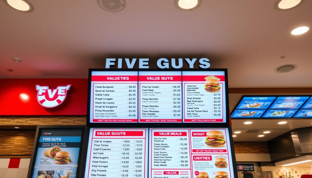 Five Guys fast food restaurant pricing